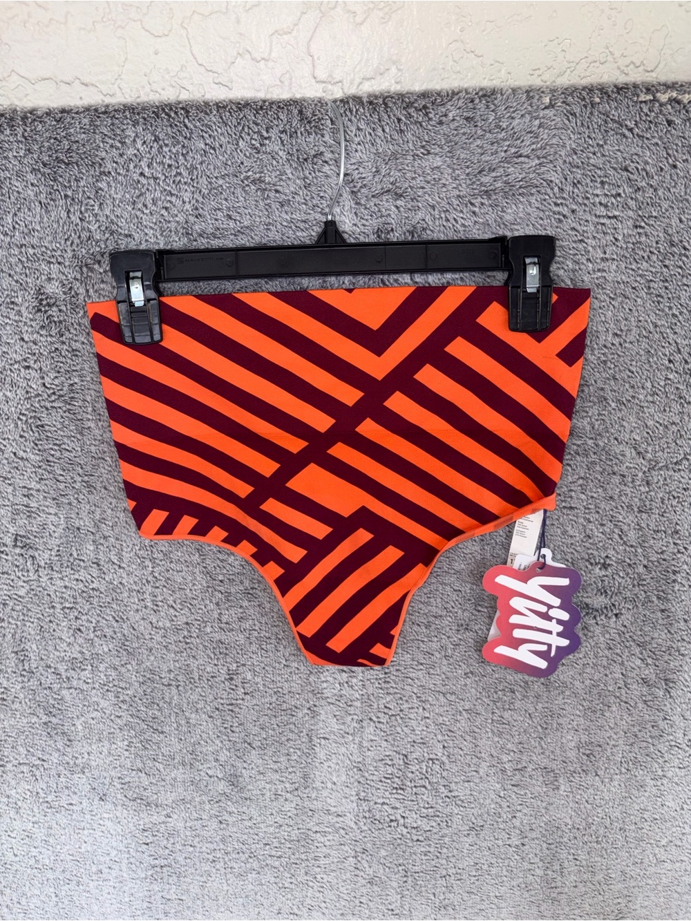 NWT Yitty size 1XL/2XL Orange & Burgundy Striped High-Waist thong
